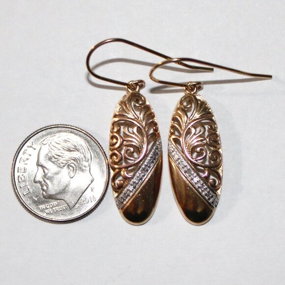 Sterling Silver Goldtone Filigree Earrings - Picture 3 of 5